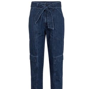 J brand Athena Belted High-rise Tapered Jeans In Denim-drk
